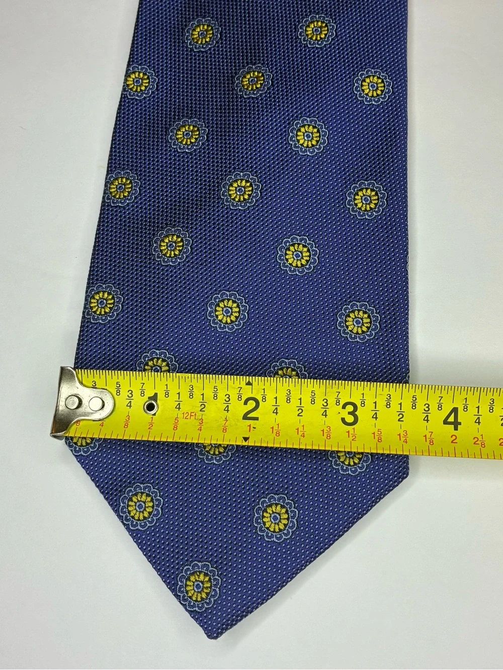 Brooks Brothers Makers Merchants Silk Tie Purple Yellow Geometric Medallion 3.5”